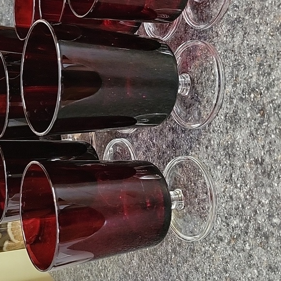 Red vintage Luminarc glassware bundle stamped France, 6 large, 6 small - Picture 3 of 9